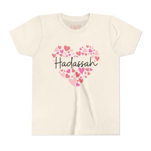 Youth Short Sleeve TeYouth Short Sleeve Tee - I love Hadassah hearts in pink